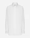 Dolce & Gabbana Long-sleeved Cotton Shirt With Embroidered Collar In ホワイト