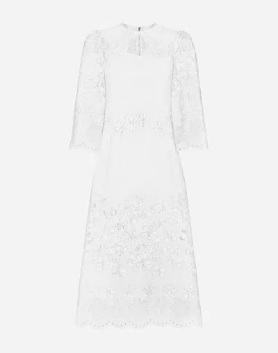 Dolce & Gabbana Broderie Anglaise Dress - Women's - Elastane/cotton In White