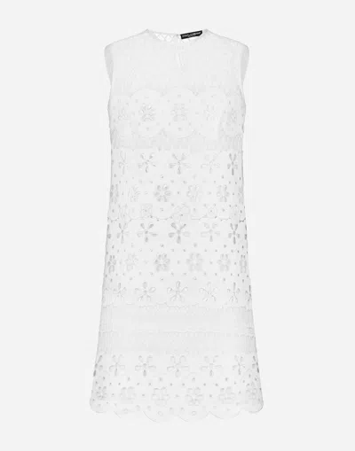 Dolce & Gabbana Short Cotton Dress With Cut-out Detailing In ホワイト