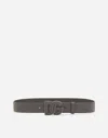 Dolce & Gabbana Logo-buckle Leather Belt In グレー