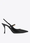 Dolce & Gabbana 90 Dg Buckle Slingback Leather Pumps In Black