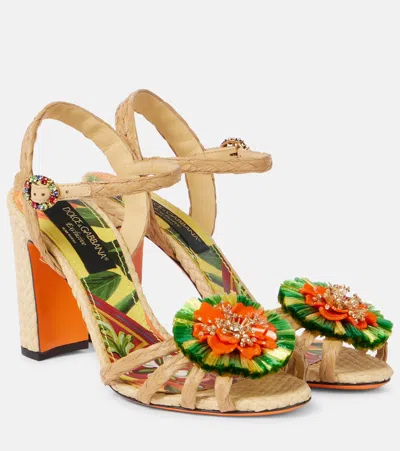 Dolce & Gabbana Verzierte Sandalen 90 Aus Raffiabast