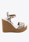 Dolce & Gabbana Wedge Sandals With Logo Embroidery In Multi