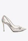 Dolce & Gabbana 90 Iridescent Pointed-toe Pumps In Silver