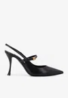 Dolce & Gabbana 90 Dg Buckle Slingback Leather Pumps In Black