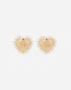 Dolce & Gabbana Heart Earrings With Beaded Detailing In ゴールド
