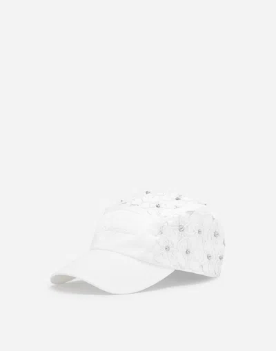 DOLCE & GABBANA DRILL BASEBALL CAP WITH RHINESTONE EMBELLISHMENT