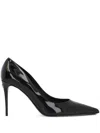 Dolce & Gabbana Stiletto Heel Patent Finish Pointed Toe Pumps In Black