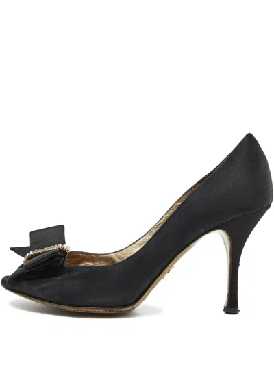 Pre-owned Dolce & Gabbana 90mm Satin Peep-toe Pumps