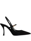 Dolce & Gabbana Italian Tailoring Leather-trimmed Suede Slingback Pumps In Black
