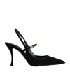 Dolce & Gabbana Italian Tailoring Leather-trimmed Suede Slingback Pumps In Black