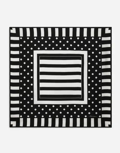 Dolce & Gabbana Silk Twill Scarf With Striped Print (90x90) In プリ