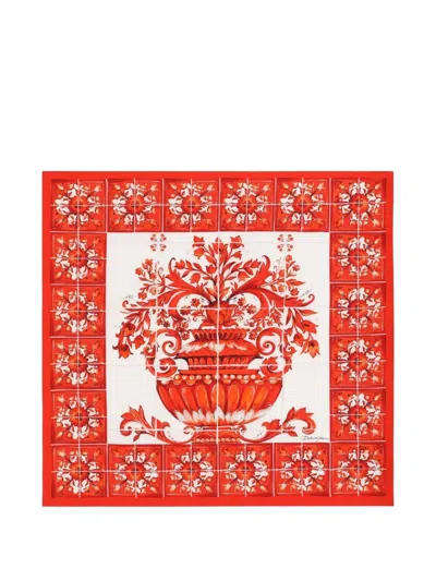 Dolce & Gabbana 90x90 Majolica-print Silk Twill Scarf In Multi