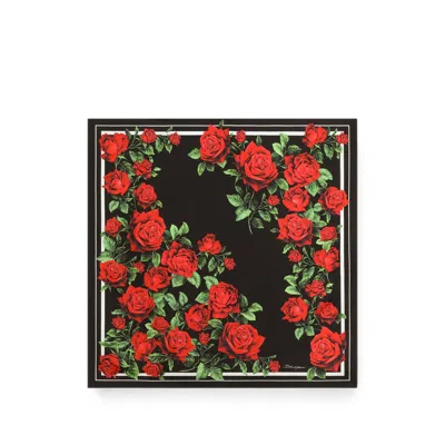 Dolce & Gabbana 90x90 Rose-print Silk Twill Scarf In Multi