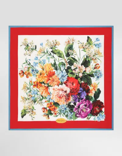 Dolce & Gabbana 90x90 Silk Twill Foulard In Multi