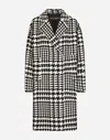 Dolce & Gabbana Black And White Coat With All-over Check Motiv In Wool Blend Woman In マルチカラー