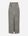 Dolce & Gabbana Houndstooth Wool And Cotton-blend Tweed Midi Skirt In マルチカラー
