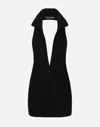 Dolce & Gabbana Ribbed Sleeveless V-neck Midi Jacket In ブラック