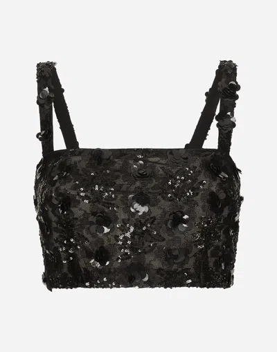 DOLCE & GABBANA BRALETTE TOP WITH SEQUIN EMBROIDERY