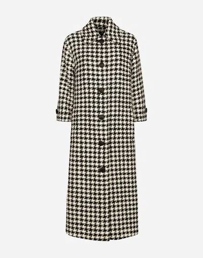 DOLCE & GABBANA SINGLE-BREASTED MACRO-HOUNDSTOOTH WOOL COAT