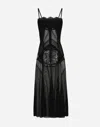 Dolce & Gabbana Tulle, Mesh And Lace Slip Dress In ブラック
