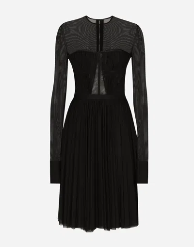 DOLCE & GABBANA LIGHT TULLE DRESS WITH CORSET DETAILS