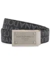 Dolce & Gabbana Men's Allover Logo Plaque Belt
