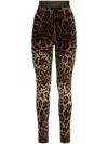 Dolce & Gabbana High Waist Leopard Print Cotton Blend Leggings