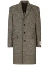 Dolce & Gabbana Single-breasted Melange Diagonal-weave Wool Coat