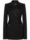 Dolce & Gabbana Double-breasted Wool Blend Blazer With Satin Detailing