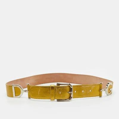 Pre-owned Dolce & Gabbana 95 Cm Buckle Belt Gold Leather