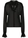 Dolce & Gabbana Sheer Silk Chiffon V-neck Top