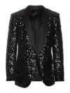 Dolce & Gabbana Sequined Tuxedo Jacket In Black