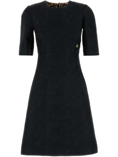 Dolce & Gabbana A-line Brocade Mini Dress In Black