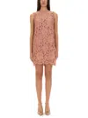 Dolce & Gabbana Floral Lace Overlay Dress With Scalloped Hem