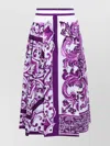 Dolce & Gabbana Purple Maiolica Print Skirt In Poplin In Purple