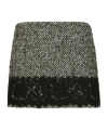 Dolce & Gabbana Short Micro-tweed Skirt With Lace Insert In Black