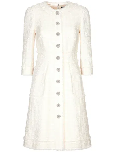 Dolce & Gabbana Raschel Tweed A-line Dress In White