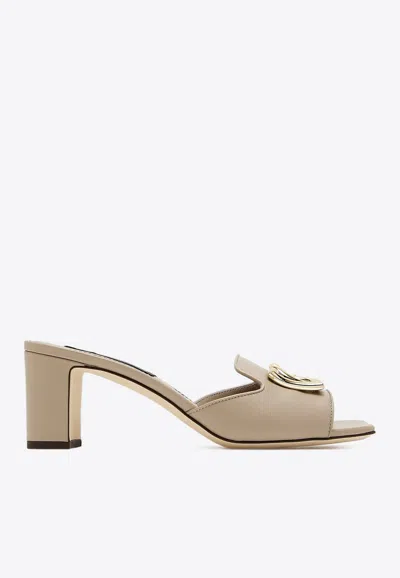 Dolce & Gabbana Abaya 60 Calf Leather Mules In Taupe