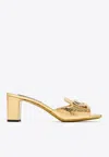 Dolce & Gabbana Abaya 60 Python Print Leather Mules In Gold