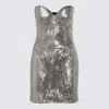 Dolce & Gabbana Strapless Fitted Metallic Sequin Dress In Silver