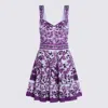 Dolce & Gabbana Violet Dress With Thin Straps And All-over Floral Motif In Cotton Blend Woman In Purple