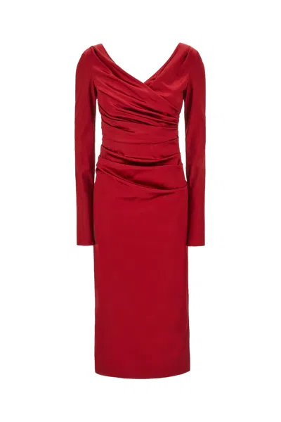 Dolce & Gabbana Red Stretch Acetate Blend Dress In Multicolor