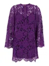 Dolce & Gabbana Cordonetto Lace Short Dress In Purple
