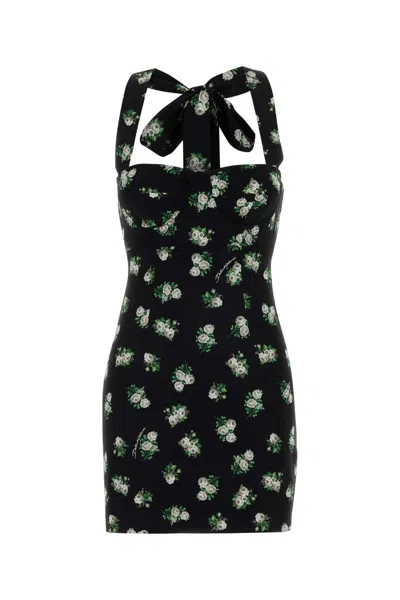 Dolce & Gabbana Dolce &amp; Gabbana  Silk Blend Mini Dress With Floral Print In Black