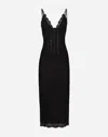 Dolce & Gabbana Lace Floral Midi Dress With Sheer Detailing In Black