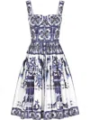 Dolce & Gabbana Blu Mediterraneo Bustier Poplin Sundress In Tn Blu