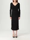 Dolce & Gabbana Draped V-neckline Midi Length Dress In Black