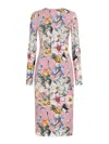 Dolce & Gabbana Dolce  Gabbana Floral Printed Long-sleeved Midi Dress In Pink