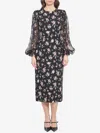 Dolce & Gabbana Women Black Dress With Round Neckline And All-over Floral Motif In Silk Blend Woman In Black